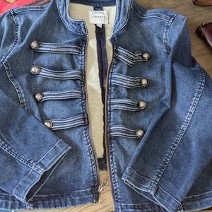 Vintage look Beatles Military Torrid Size 1 Denim Jean jacket NWOT